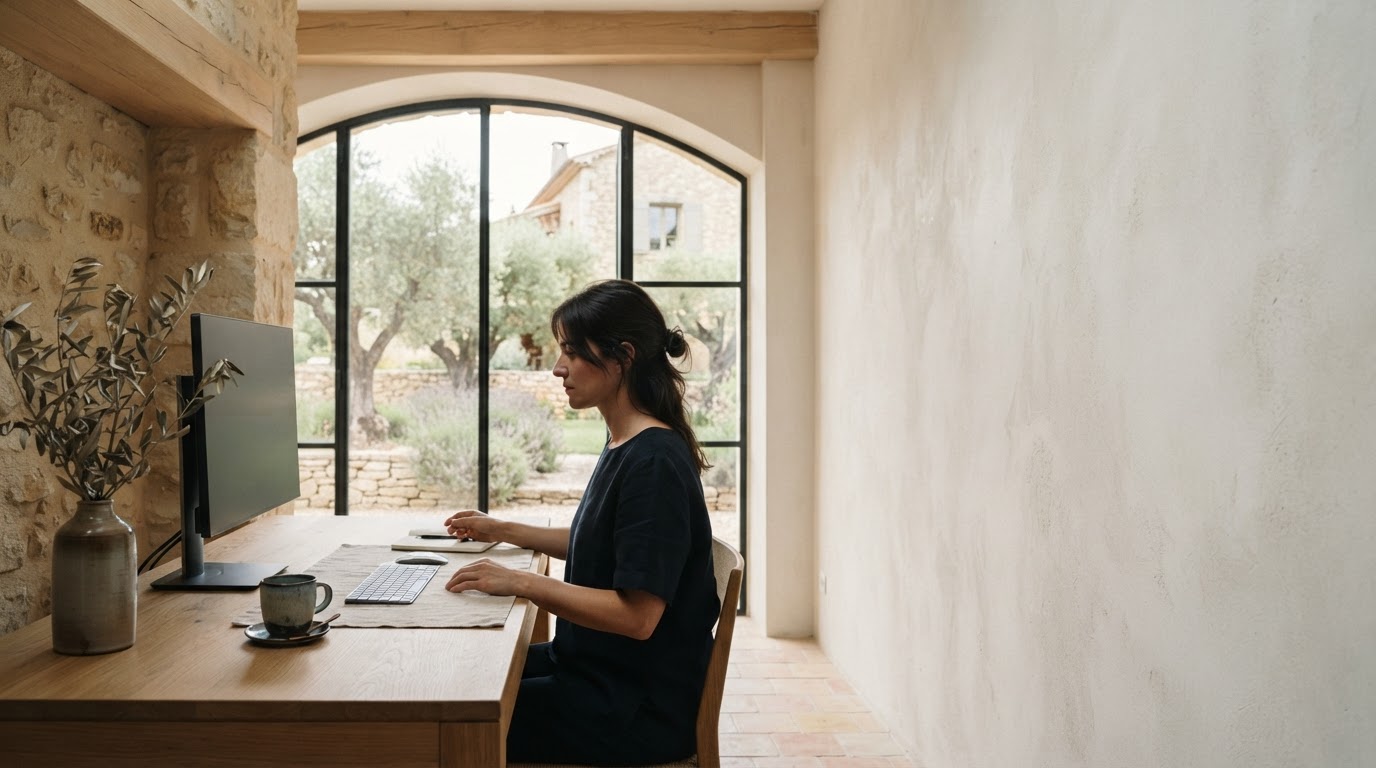 Kelyon Lalyven, bureau minimaliste où sont analysées les données financières